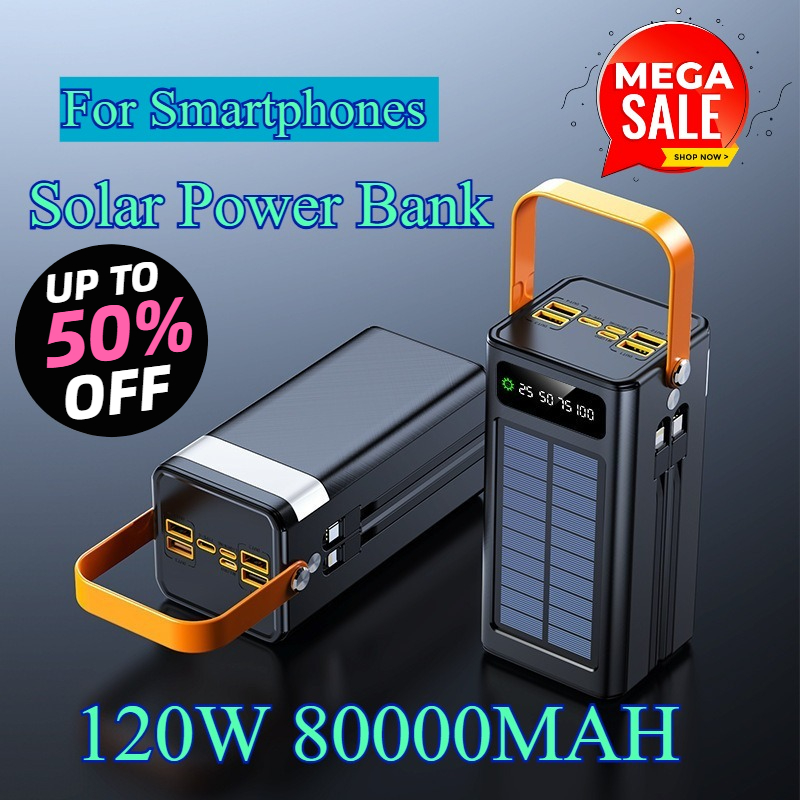 Solar Emergency Charger - 80000mAh Solar Power Bank 120W Super