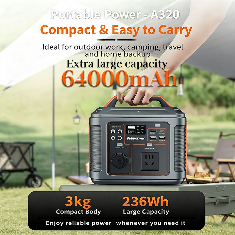 Solar Emergency Charger - 300W Portable Power Station 64Ah 236Wh