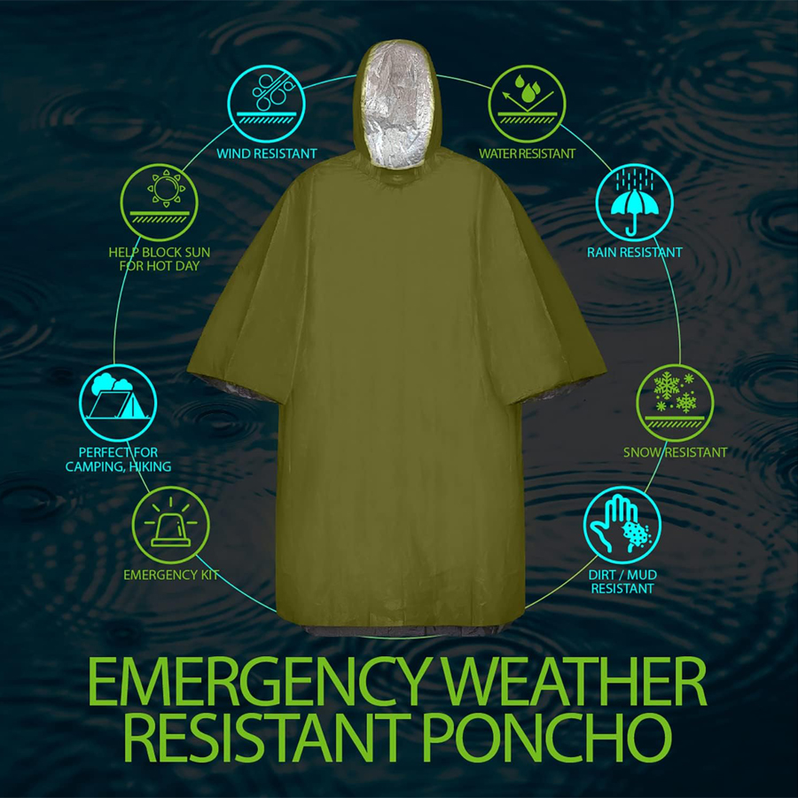 3/5-Pack Emergency Poncho Set  - огляд і ціна Emergency Poncho Rain