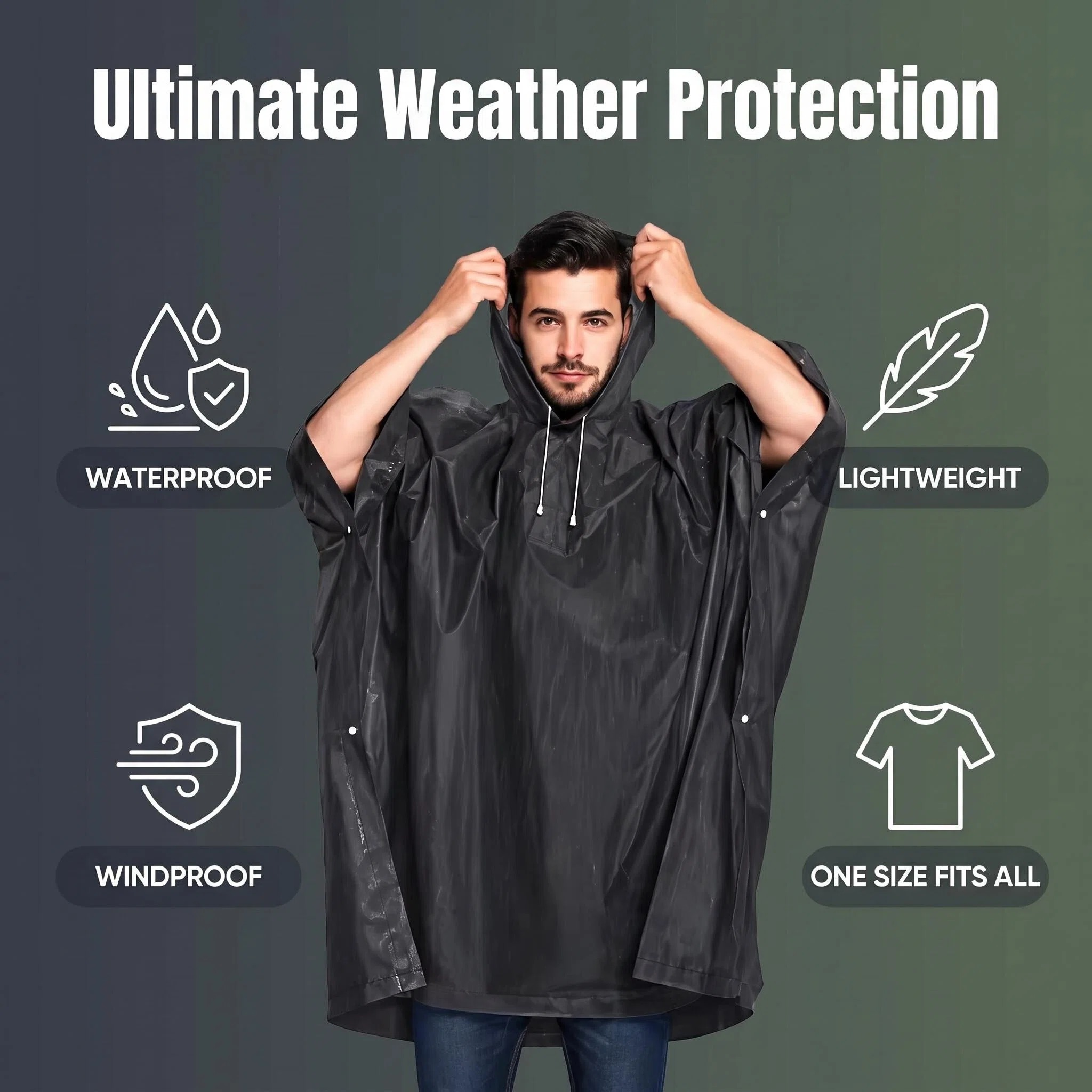 Outdoor 3 in 1 Tactical Rain P - огляд і ціна Emergency Poncho Rain